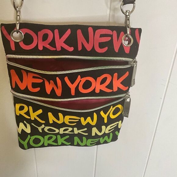 Robin Ruth New York Black All Over Print Purse Cross Body Hand Bag - Picture 2 of 6